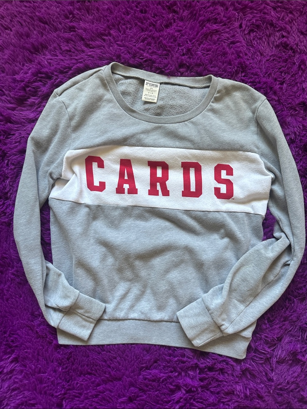 PINK Victoria's Secret LOUISVILLE CARDINALS Light Gray Crewneck Sweatshirt